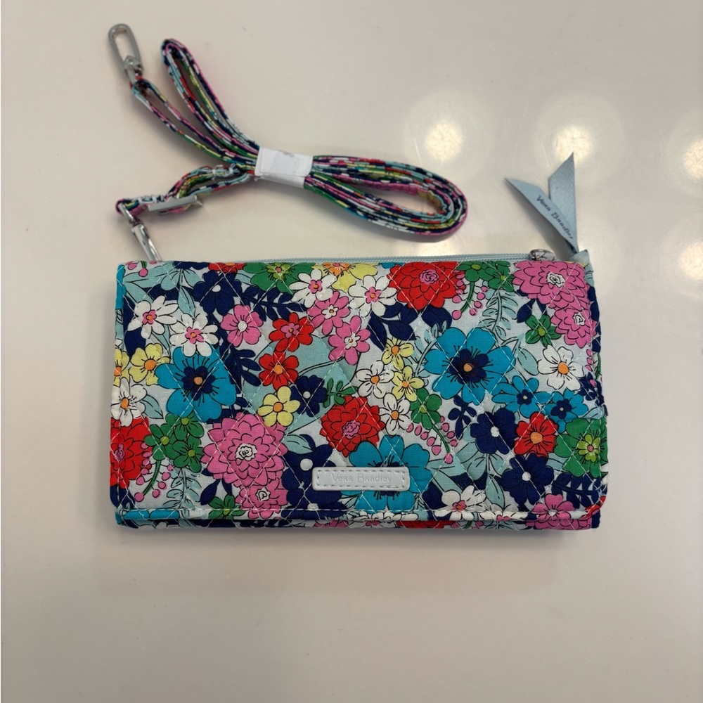 Vera Bradley Floral Clutch Wallet with Shoulder Strap - Multicolored